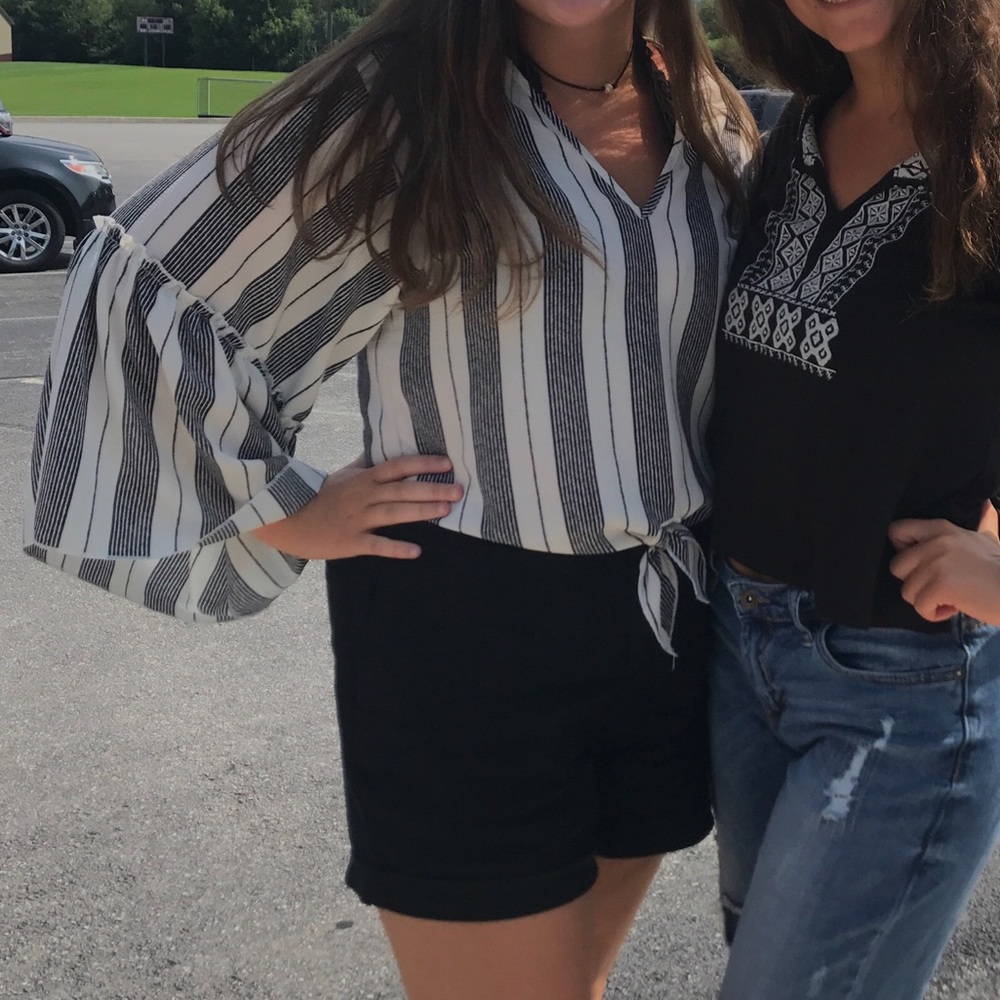 super cute long sleeve striped blouse